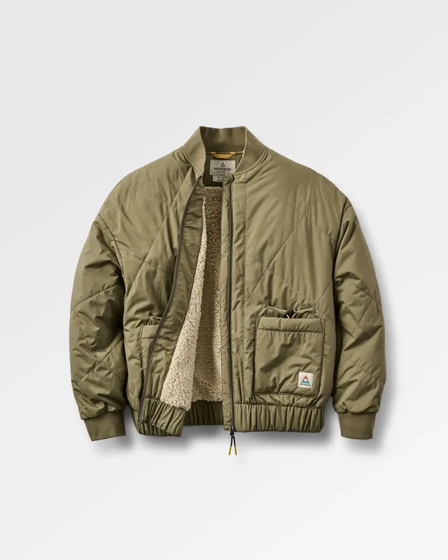 Passenger Clothing Lucia Sherpa Lined Bomber Jacket - Dusty Olive