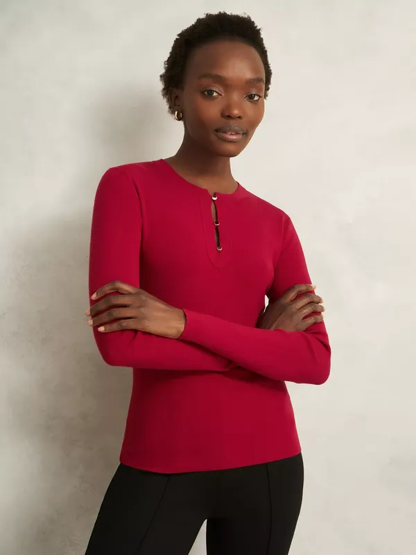 Hobbs Hayden Keyhole Detail Jumper, Pomegranate Red