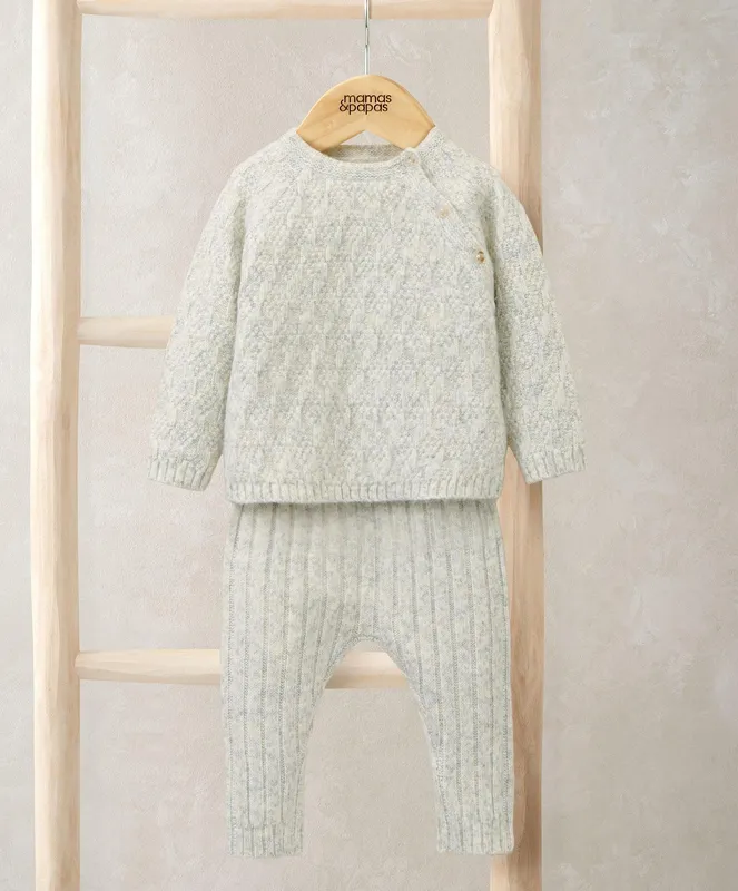 Mamas & Papas Knitted Top & Leggings Set (2 Pieces) – Grey Marl