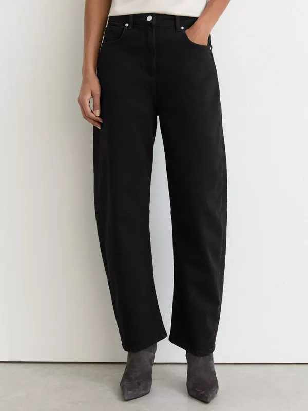 Reiss Levitt Mid Rise Barrel Leg Jeans, Black