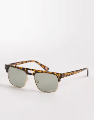 retro sunglasses in tort frame with smoke lens