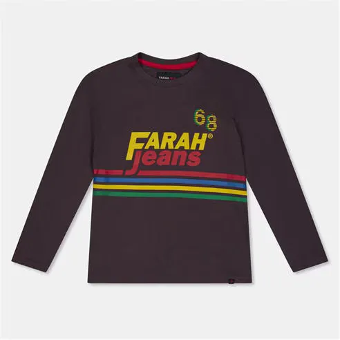 Farah Unisex Kids' Chest Graphic Long Sleeve T-Shirt