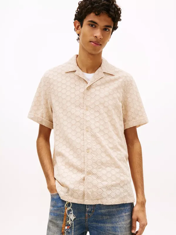 Tommy Hilfiger Short Sleeve Woven Shirt, Natural