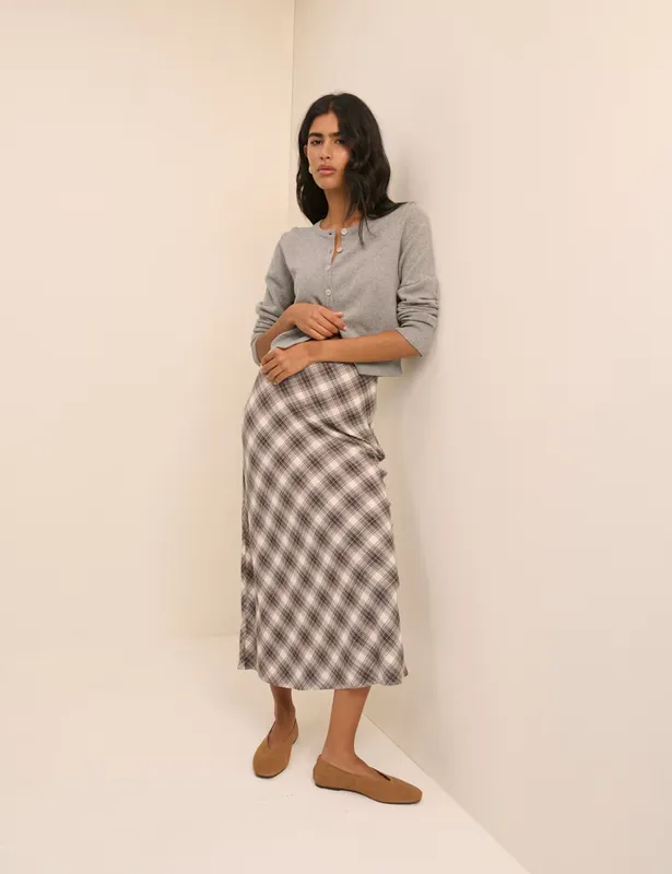 Nobody's Child Checked Midaxi Slip Skirt