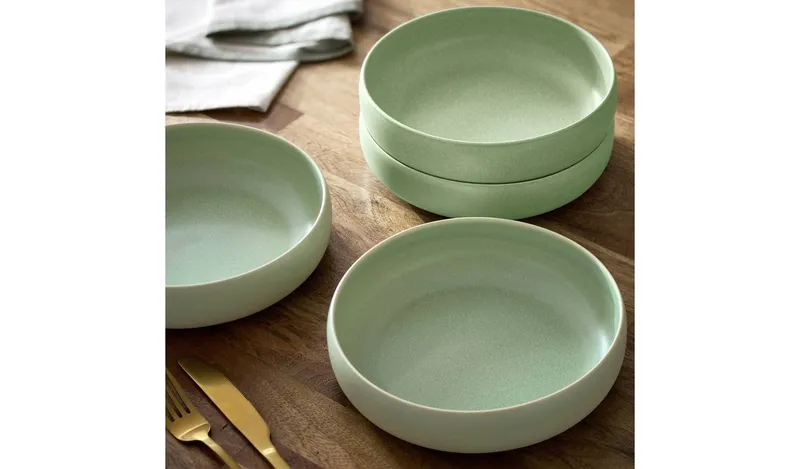 Habitat 4 Piece Reactive Stoneware Pasta Bowls - Green