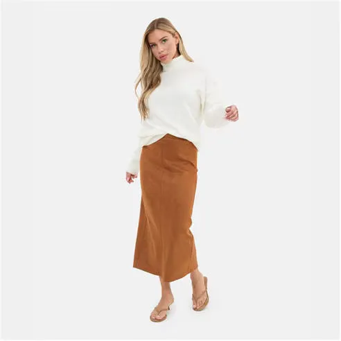 I Saw It First Faux Suede Midi Skirt