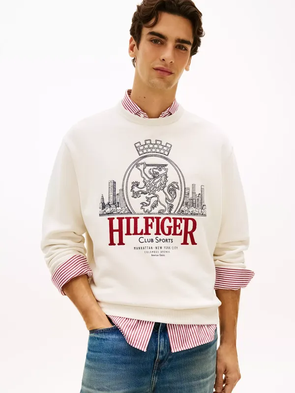Tommy Hilfiger Cotton Heritage Crest Sweatshirt, Ivory Petal