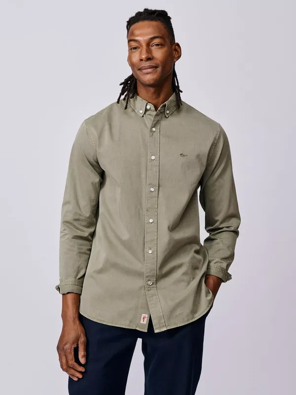 Aubin Hessle Garment Dyed Cotton Shirt