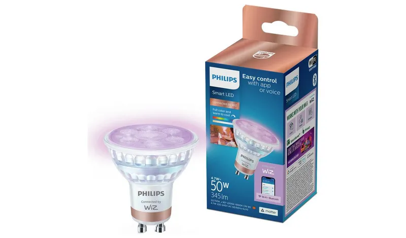 Philips WiZ GU10 4.7W Smart LED Light Bulb - Pack of 1