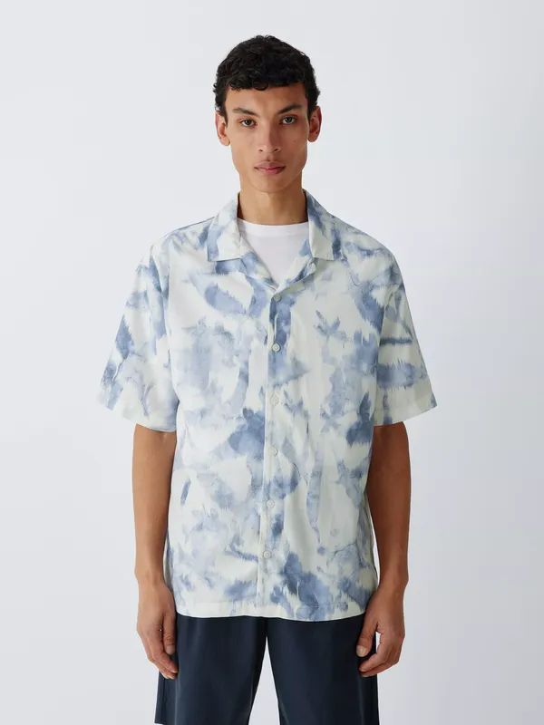 Kin Abstract Print Short Sleeve Shirt, Blue