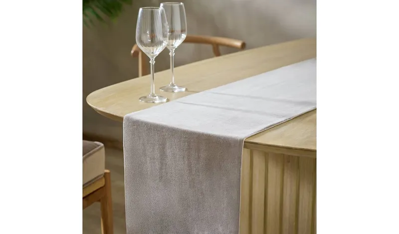 Habitat Cotton Velvet Mix Reversible Table Runner - Grey