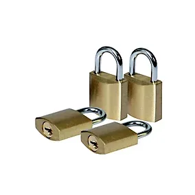 Smith & Locke Brass Open shackle Padlock (W)21mm, Pack of 4