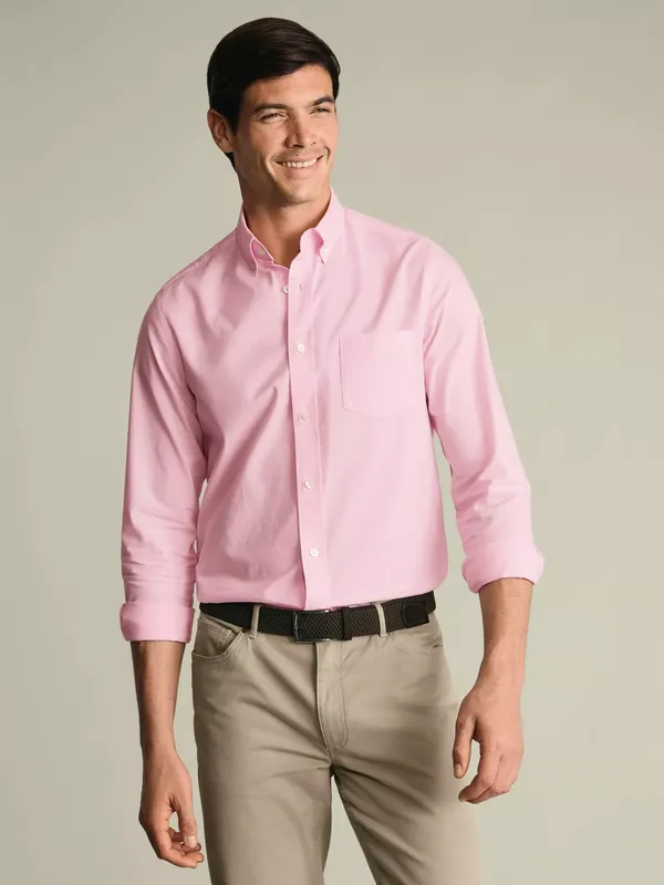 Charles Tyrwhitt Button Collar Washed Poplin Cotton Oxford Slim Fit Shirt