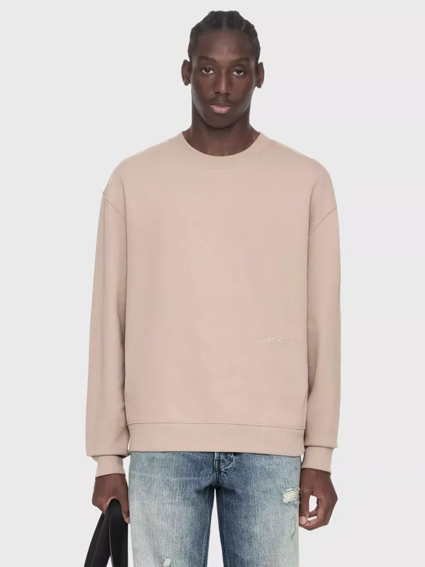 AllSaints Aston Crew Cotton Rich Sweatshirt, Toasted Pink