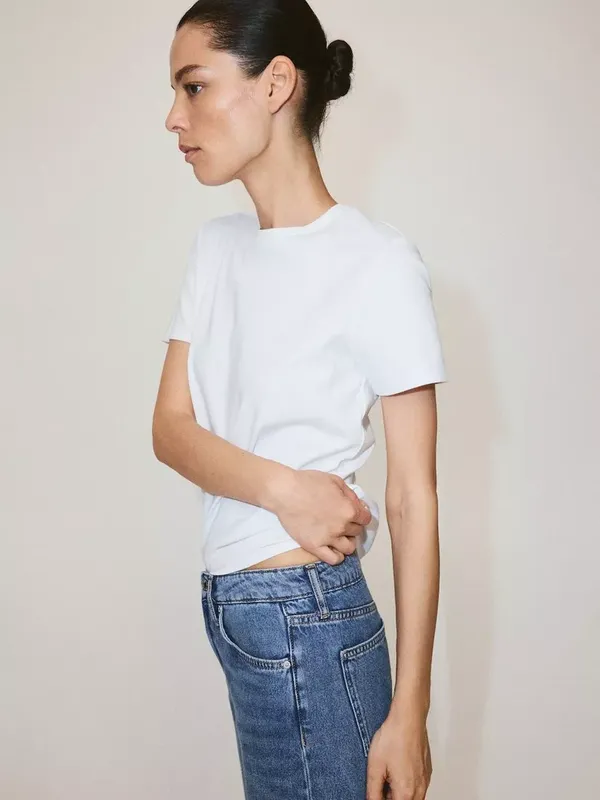 Mango Pure Cotton Loose Fit T-Shirt, White