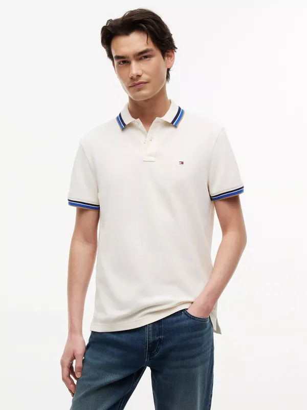 Tommy Hilfiger Cotton Blend Polo Shirt, Ivory