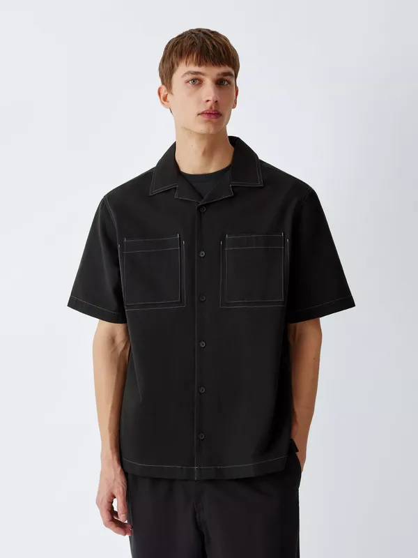 Kin Short Sleeve Topstitch Cotton Shirt