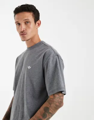 Trefoil essentials melange loose cropped tee in dark grey heather