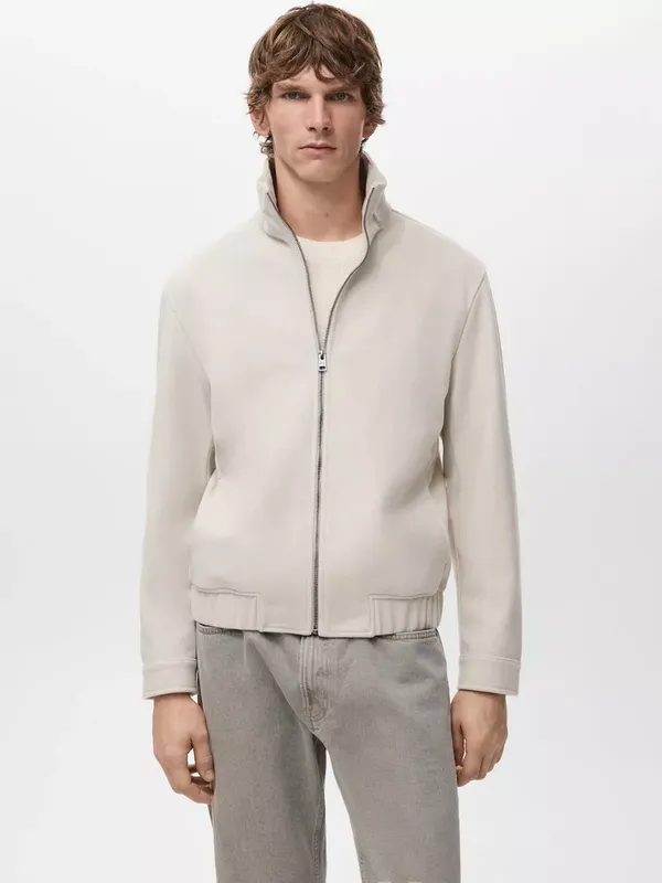 Mango Alludiaz Zip Front Sweatshirt, Pastel Brown