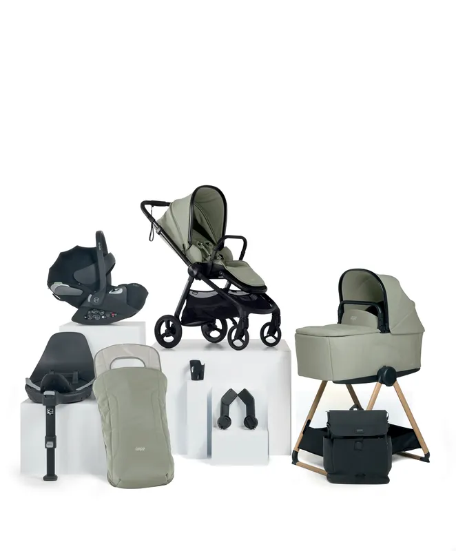 Mamas & Papas Vardo Complete Pushchair Bundle with Cybex Cloud T i-Size Rotating Baby Car Seat & Base (9 Pieces) - Sage