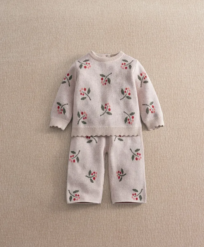 Mamas & Papas Berry Knitted Top & Wide Trousers Set