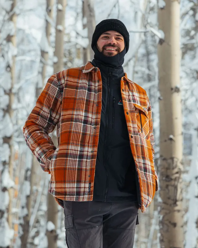 Passenger Clothing Taranaki Quilted Overshirt - Retro Orange Check