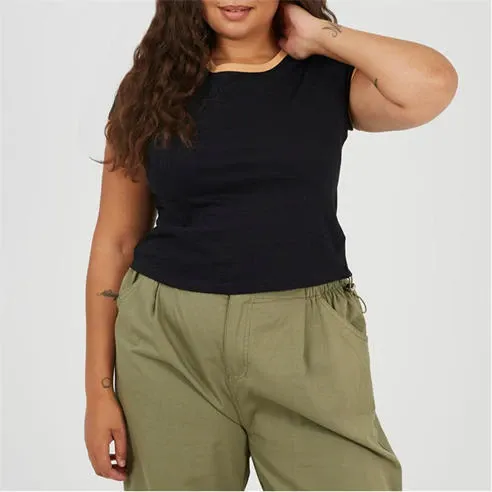 Brave Soul Plus Size Short Sleeve T-shit with Contrast Neck and Sleeve Rib