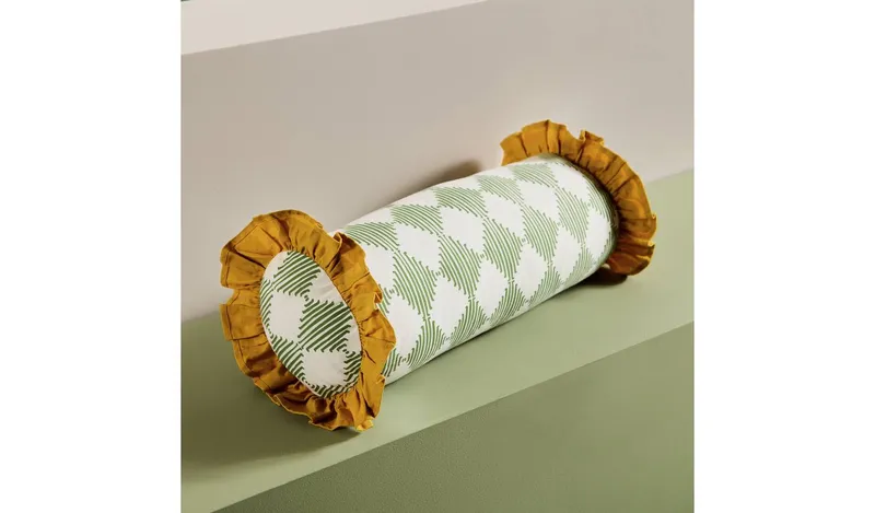Habitat Harlequin Printed Bolster Cushion Green - 50x20cm