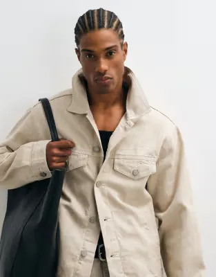 co-ord regular trucker denim jacket in ecru
