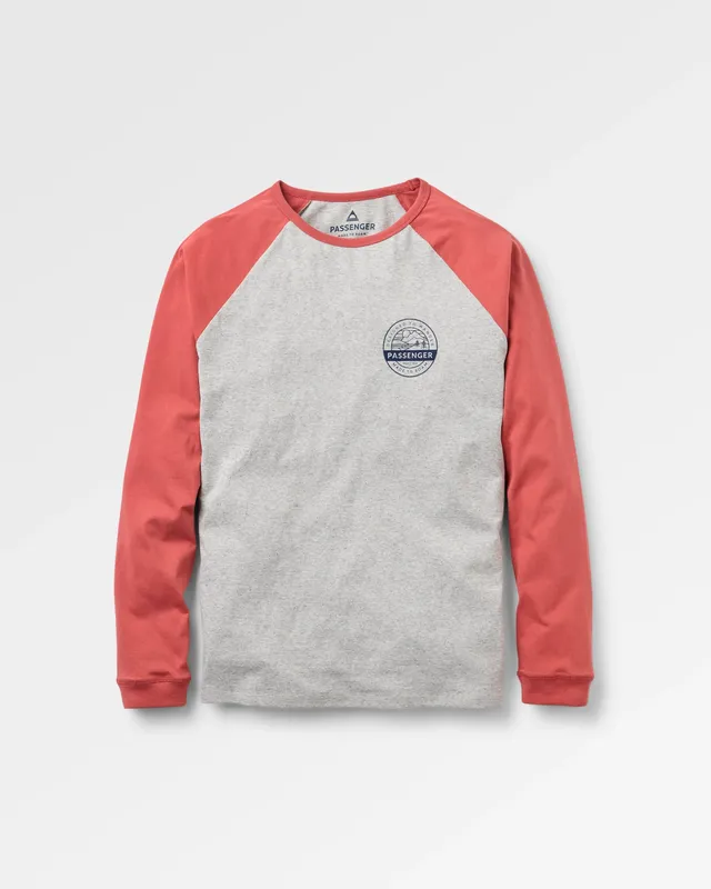 Passenger Clothing Odyssey Raglan LS T-Shirt - Redwood/Grey Marl