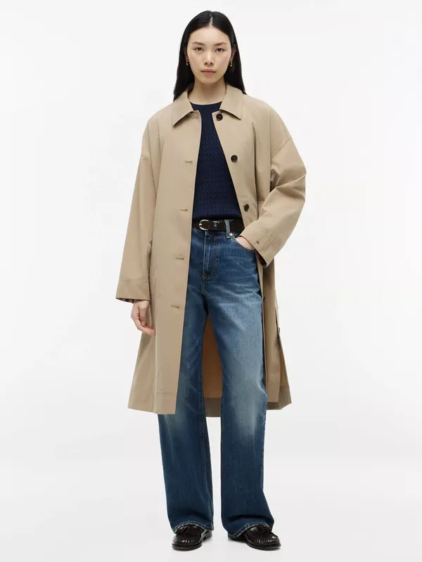 Tommy Hilfiger Water Repellent Twill Single Breasted Coat, Brown Camel