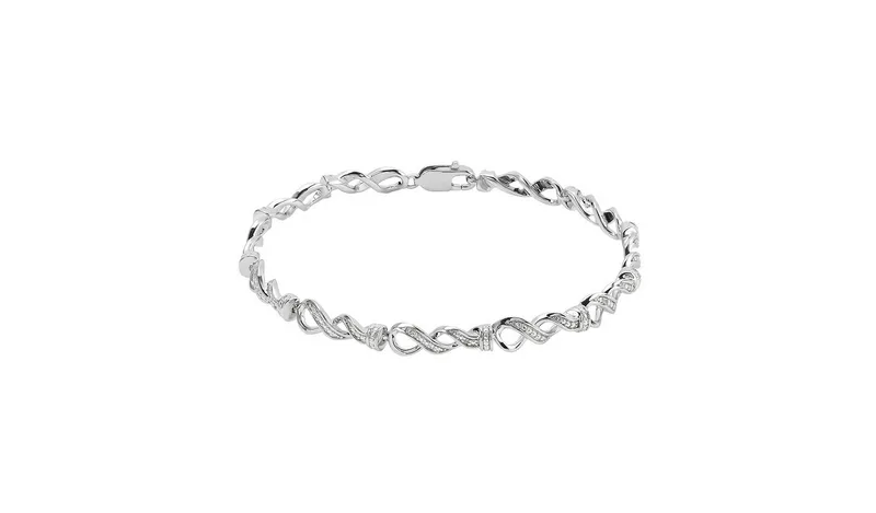 Revere Sterling Silver 0.05ct tw Diamond Infinity Bracelet