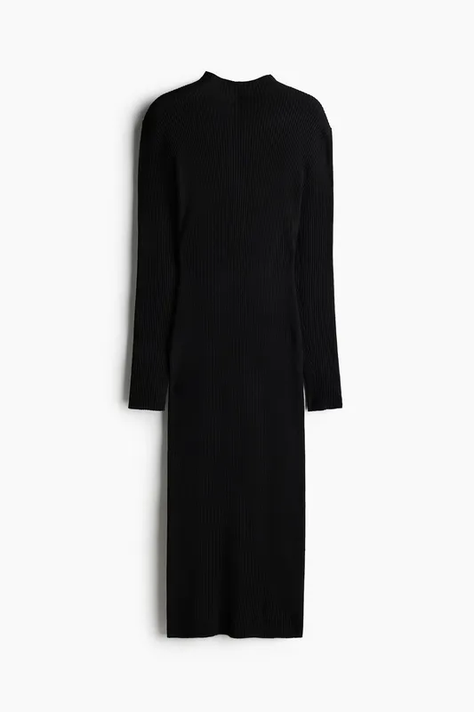 Rib-knit turtleneck dress
