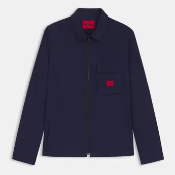 Hugo Mens HUGO Emmond Cotton Long Sleeve Zip Overshirt - Contemporary Design with Logo Detail