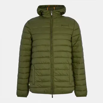 Aquascutum Men's  Hooded Hip Length Long Sleeve Medium Puffer Jacket