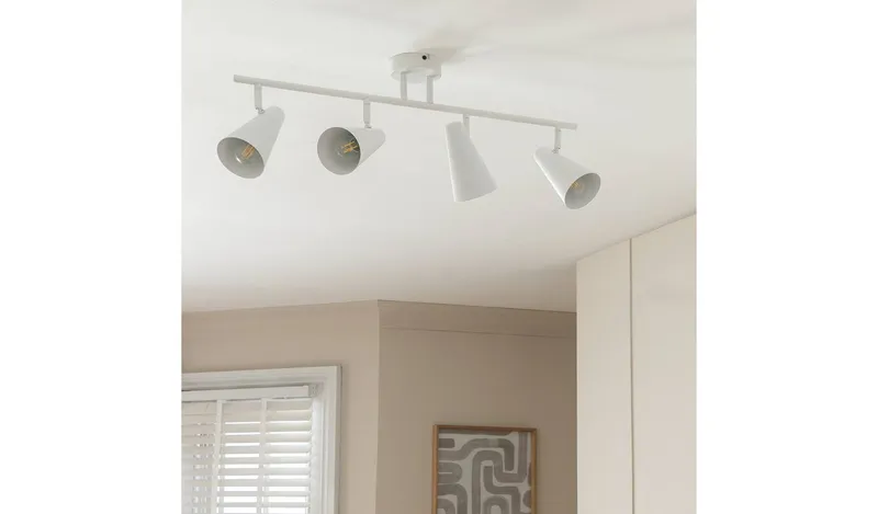 Argos Home Steel 4 Lights Spotlight Bar - Matt White