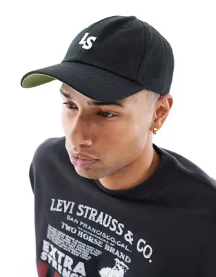 monogram twill baseball cap in black