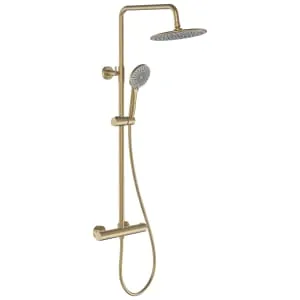 Wickes Mariz Round Dual Outlet Mixer Shower - Brushed Brass