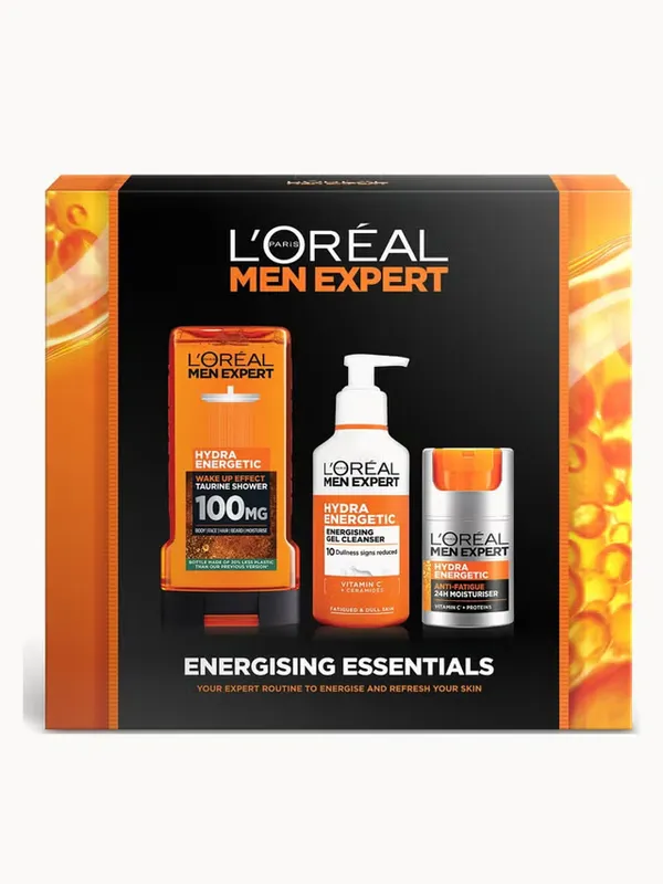 L'Oréal Paris Men Expert Energising Essentials Gift Set: Shower Gel, Cleanser and Moisturiser Complete Grooming Trio