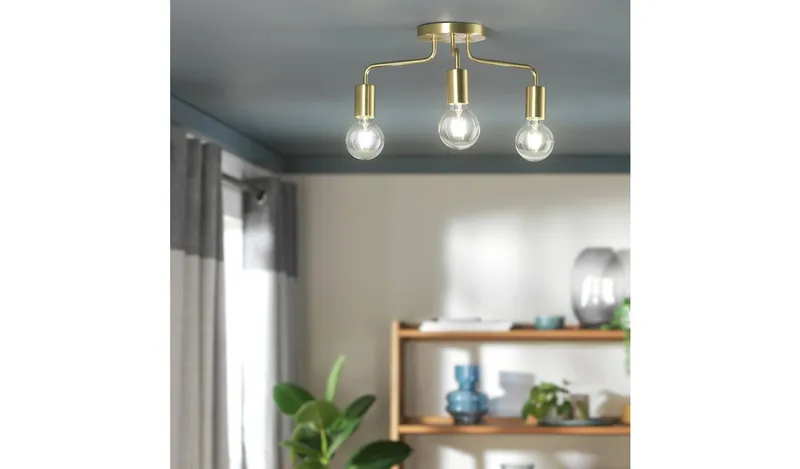 Argos Home Rayner 3 Light Flush Ceiling Light - Brass