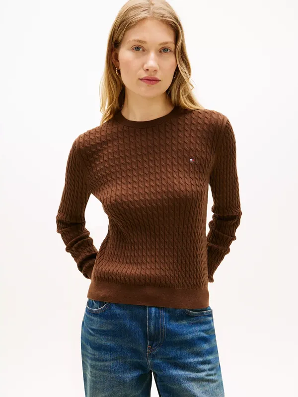 Tommy Hilfiger Fine Cable Knit Crew Neck Jumper
