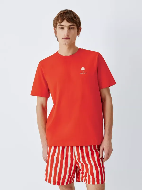 John Lewis Cotton Resort T-Shirt, Red Clay