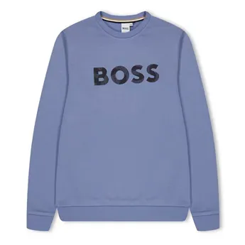 Boss Kids' Logo Crew-Neck Relaxed Fit Crew Sweatshirt