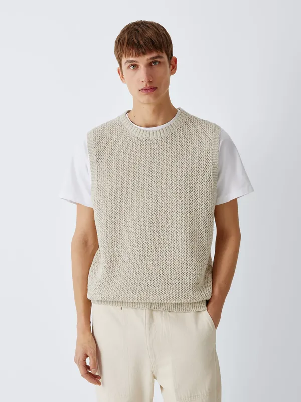 Kin Open Weave Cotton Knit Vest, Natural