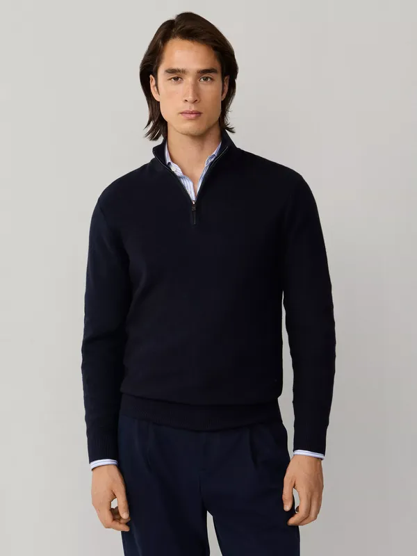 Hackett London Cotton Blend with Cashmere Quarter-Zip Jumper