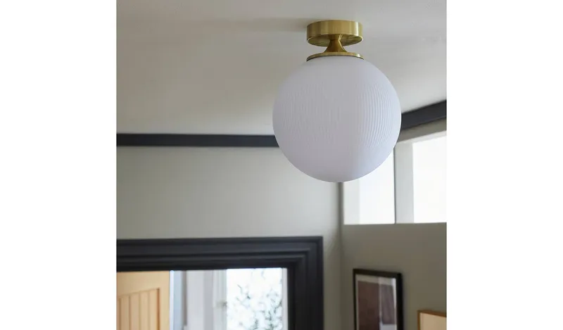 Habitat Ribbed Opal Glass Globe Ceiling Light - White