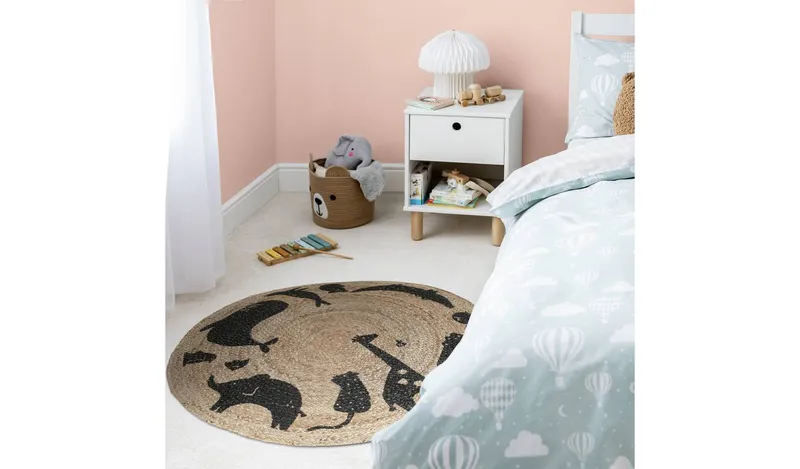 Habitat Kids Animal Round Natural Jute Rug - 100cm