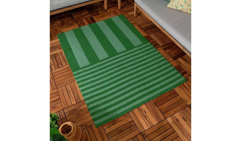 Furn Polyester Green Rectangle Outdoor Rug