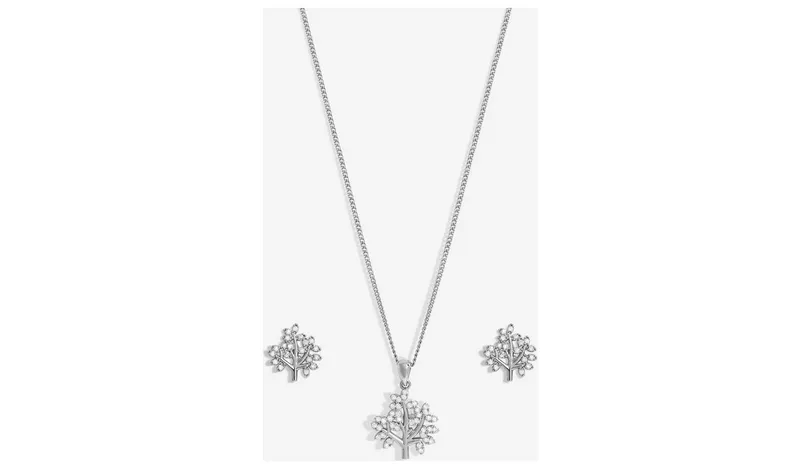 Jon Richard Rhodium Plated Tree Of Life Gift Set