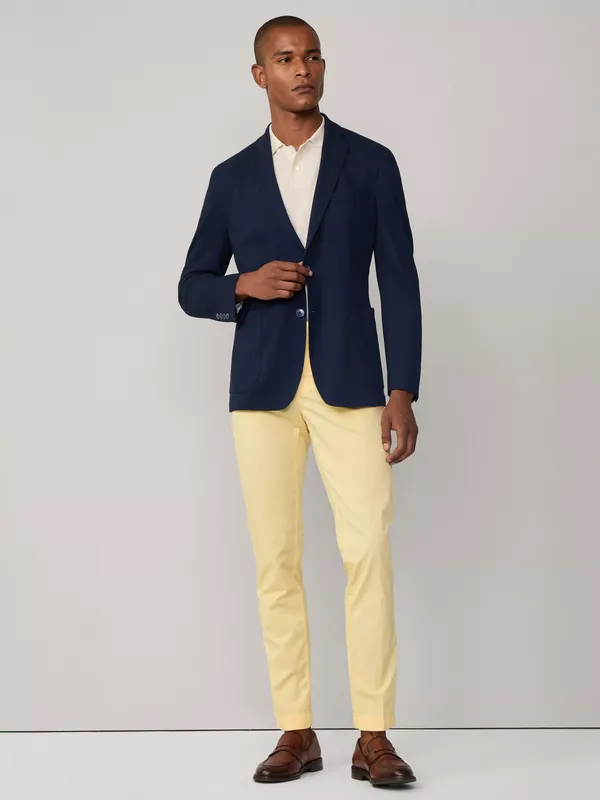 Hackett London Wool Piquet Shirt Block Blazer, Navy